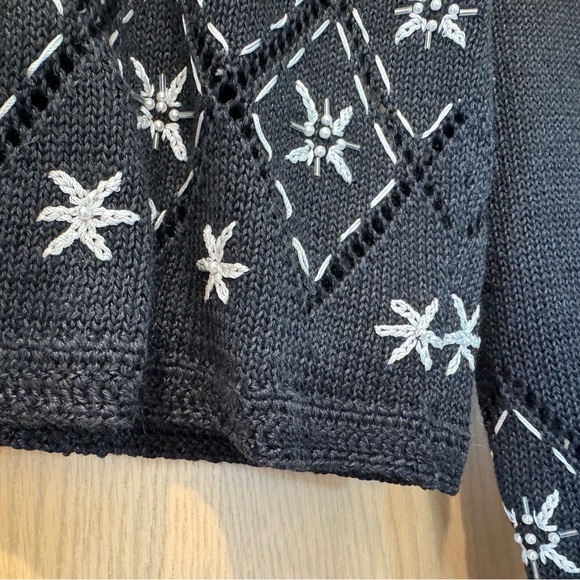 Vintage Paul Harris Design Grandma Core Cardigan Embroidered Snowflakes / small - Picture 7 of 11